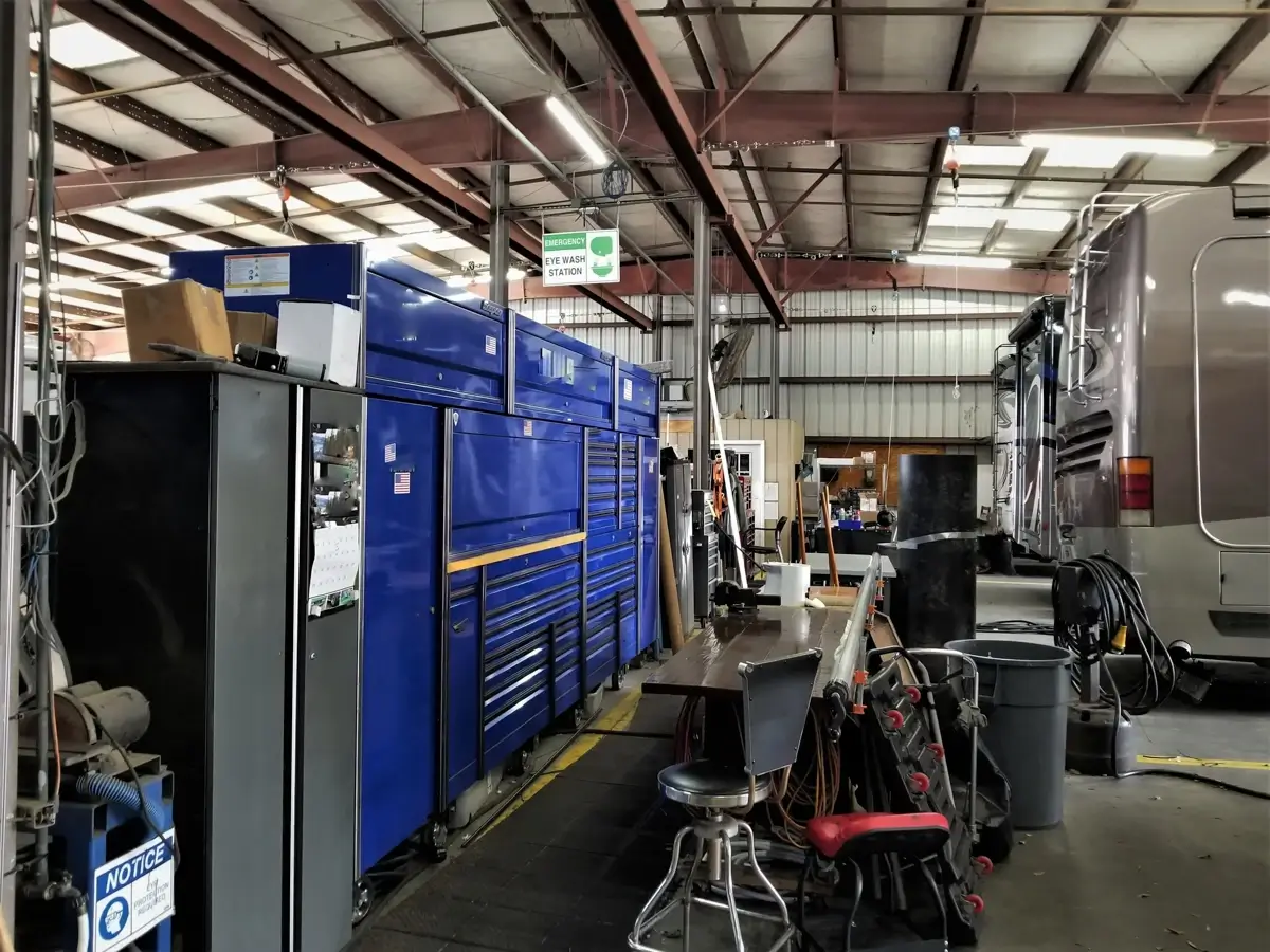 Inside of RV repair shop